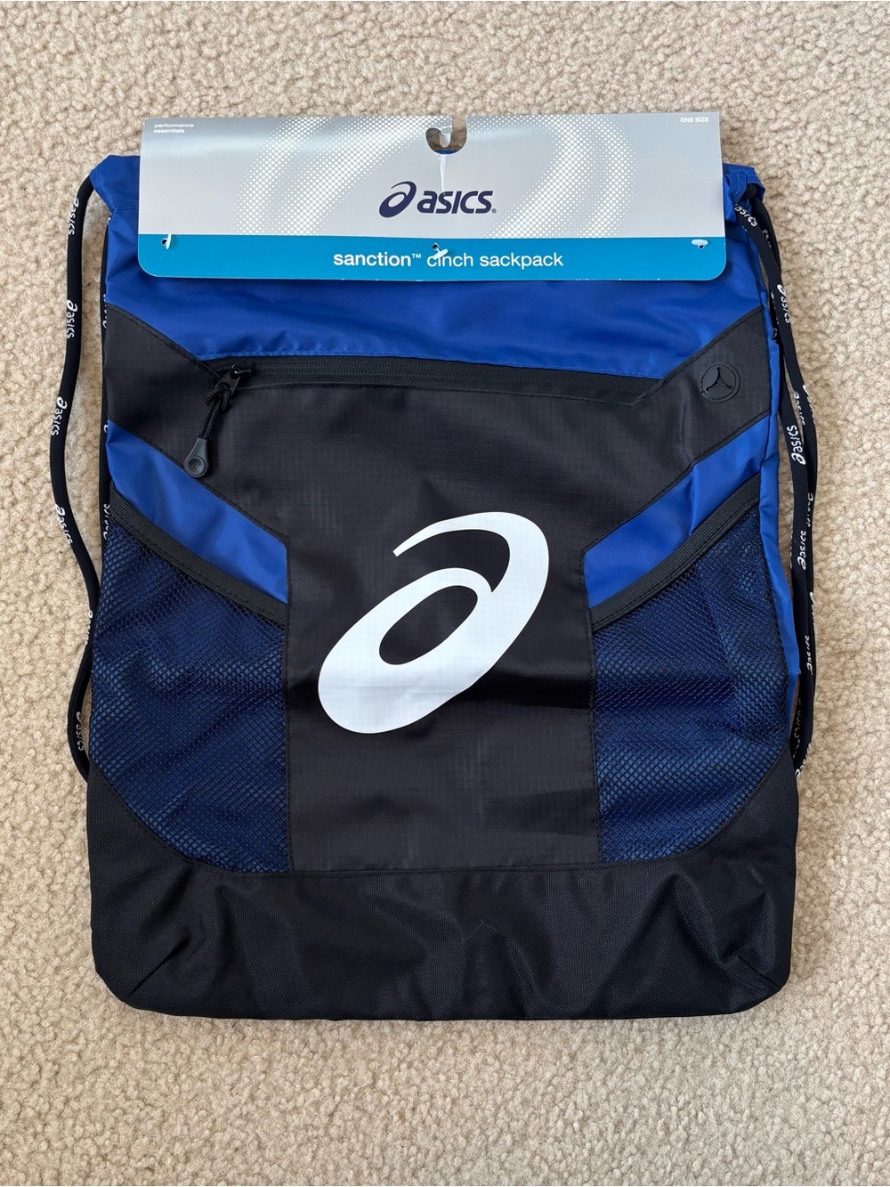 ASICS Blue and Black Sanction Cinch Sackpack NWT
